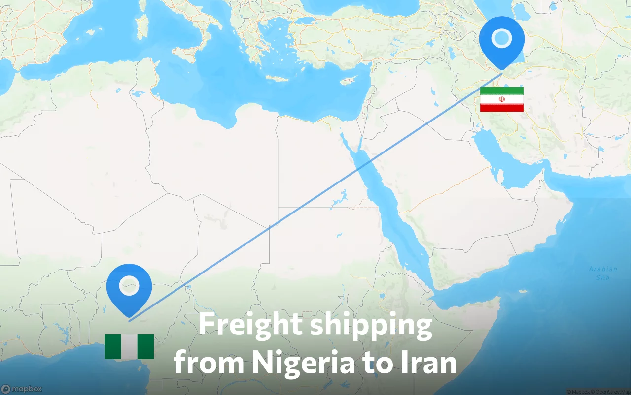 Shipping route from Nigeria to Iran