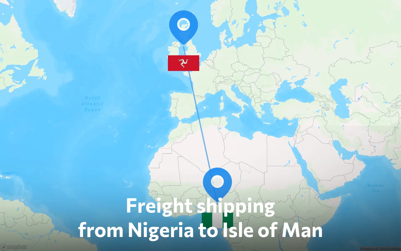 Shipping route from Nigeria to Isle of Man