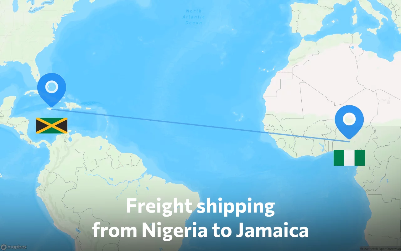 Shipping route from Nigeria to Jamaica
