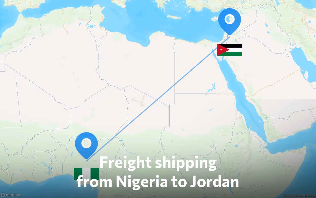 Shipping route from Nigeria to Jordan