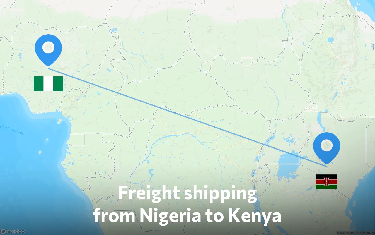 Shipping route from Nigeria to Kenya