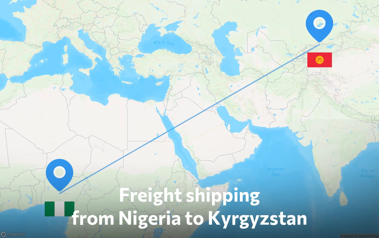 Shipping route from Nigeria to Kyrgyzstan
