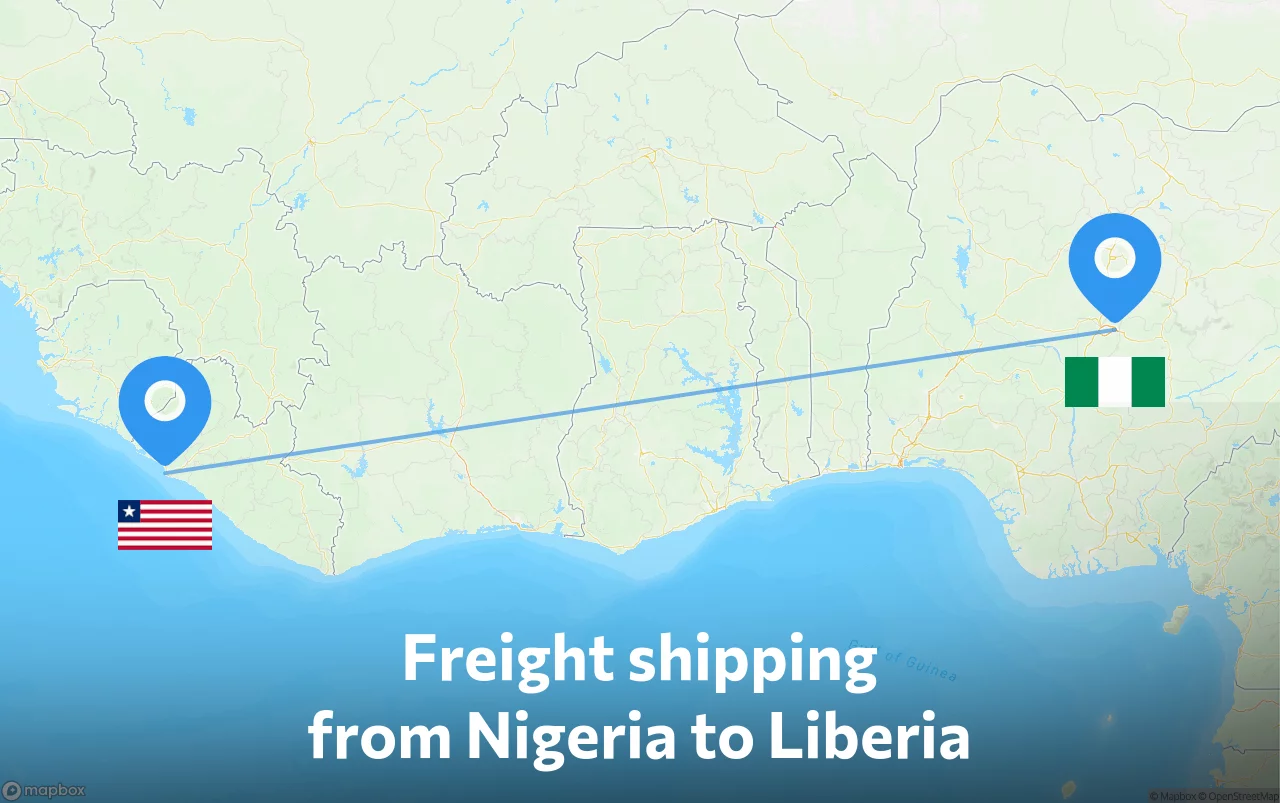 Shipping route from Nigeria to Liberia
