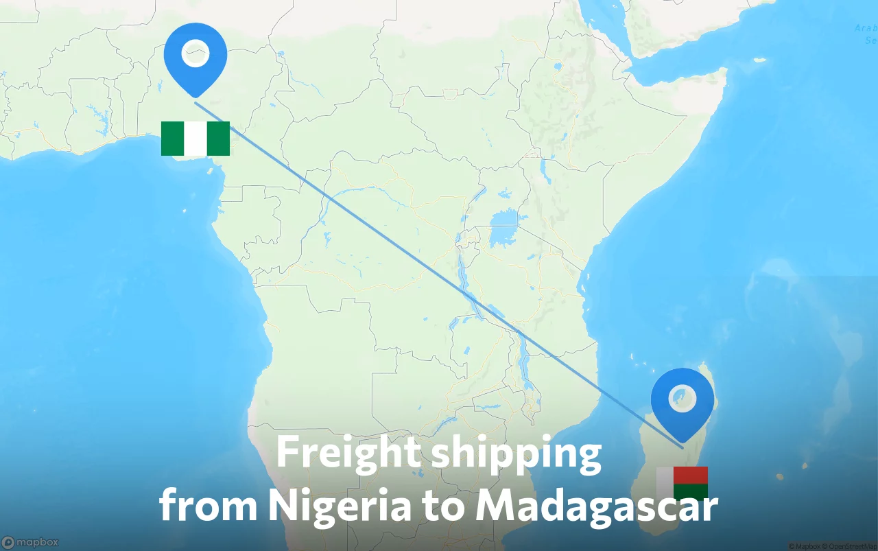 Shipping route from Nigeria to Madagascar
