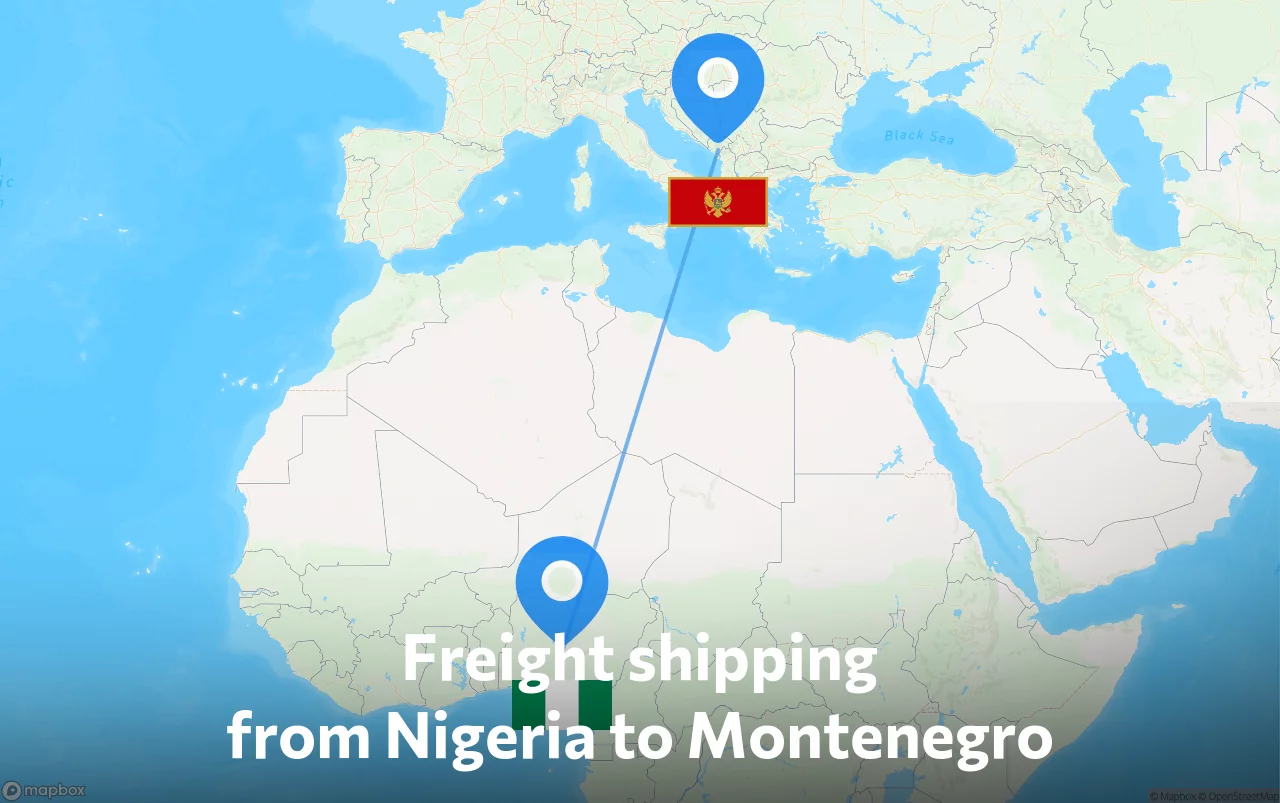 Shipping route from Nigeria to Montenegro