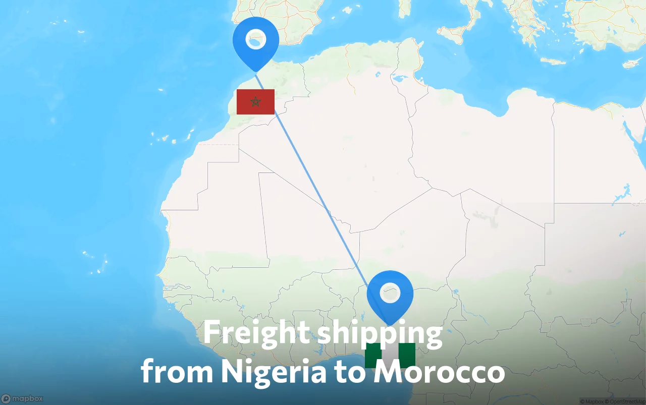 Shipping route from Nigeria to Morocco