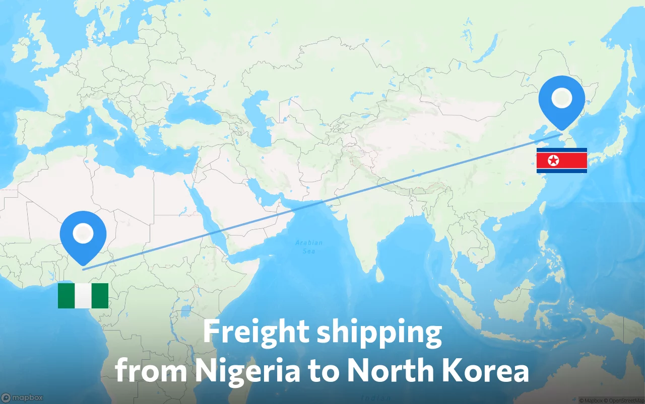 Shipping route from Nigeria to North Korea