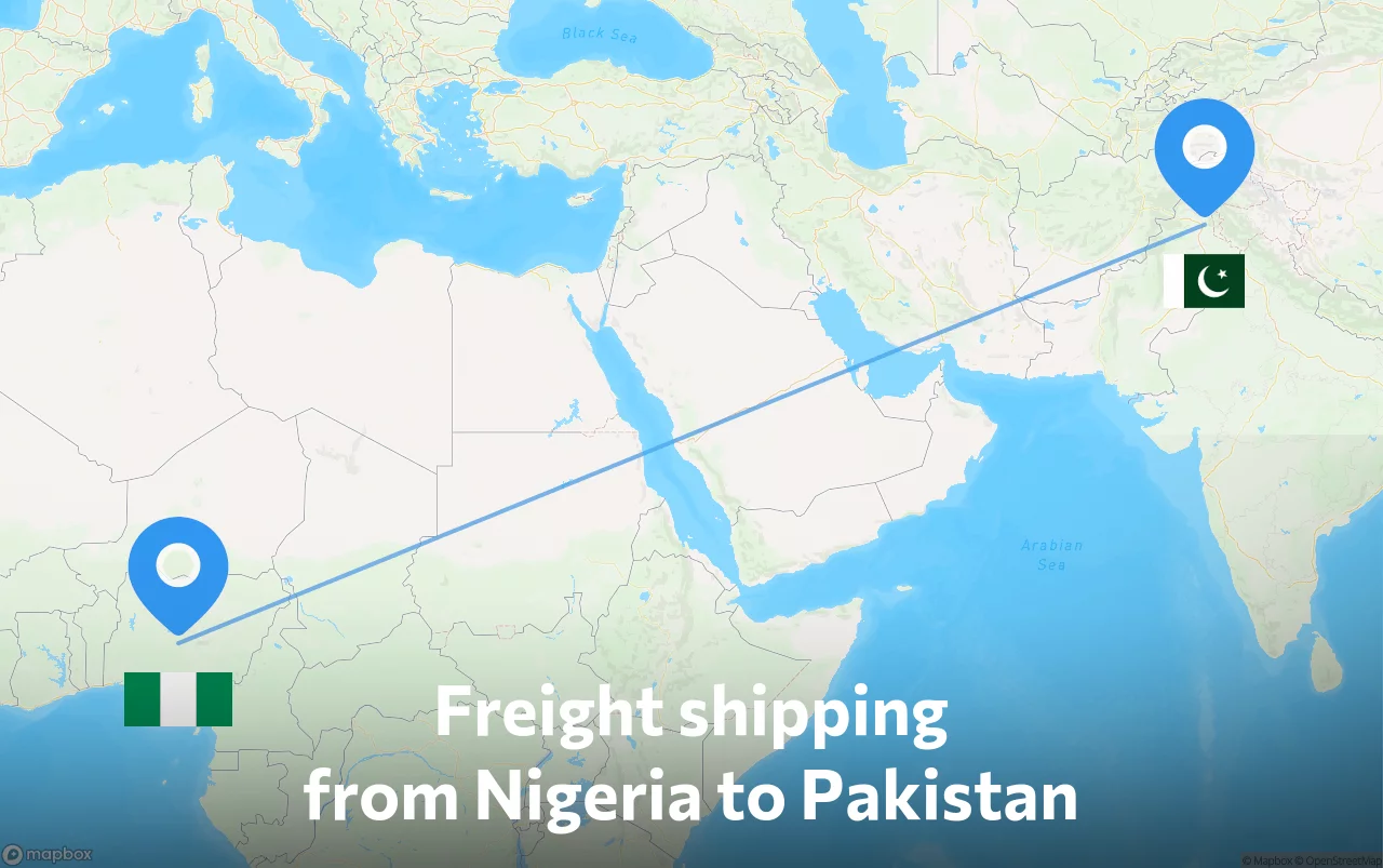 Shipping route from Nigeria to Pakistan