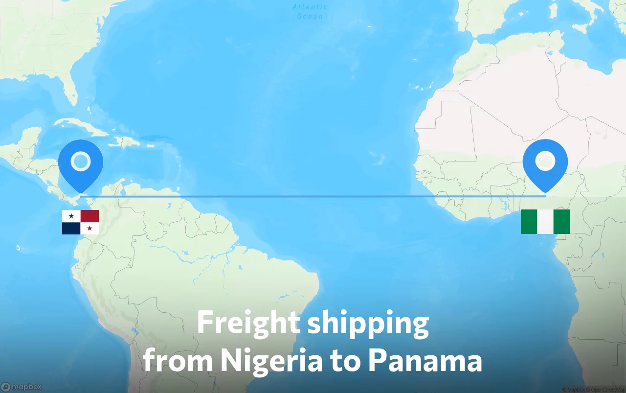 Shipping route from Nigeria to Panama