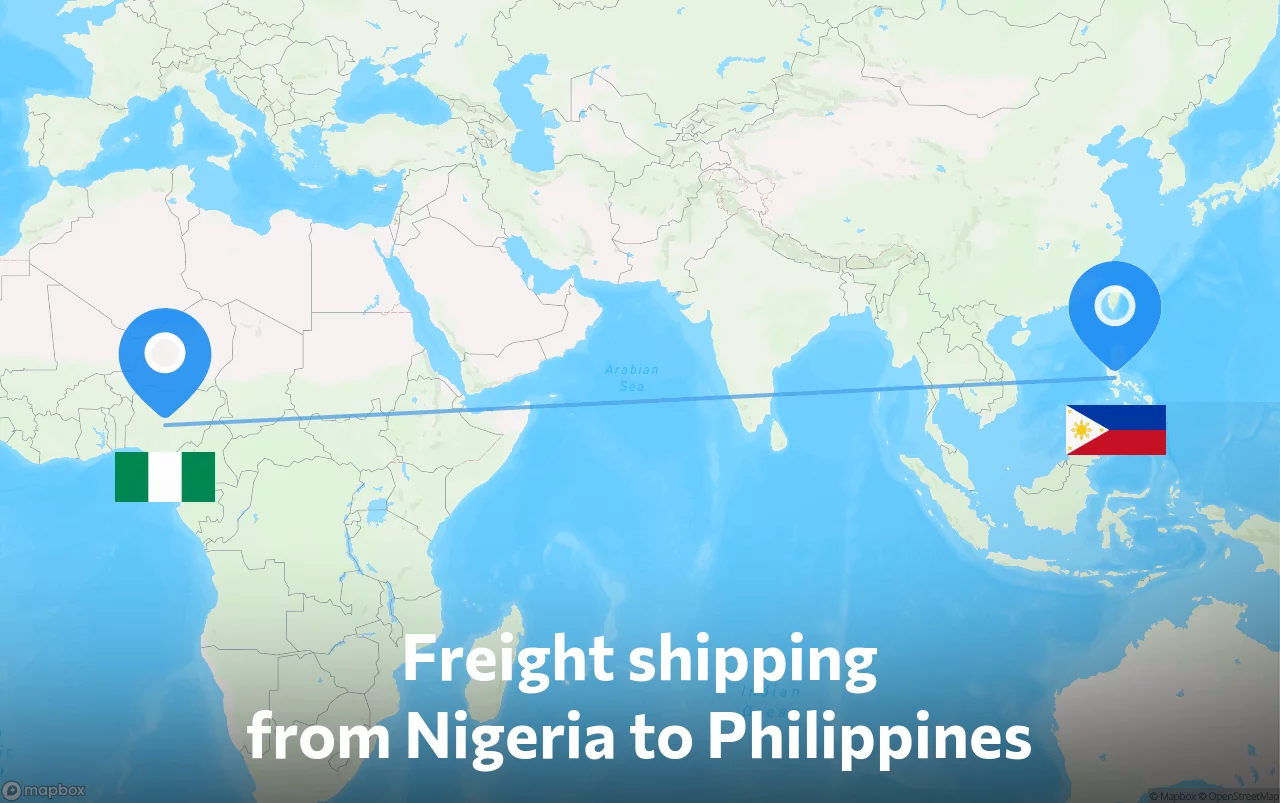 Shipping route from Nigeria to Philippines