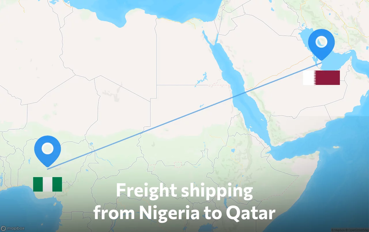 Shipping route from Nigeria to Qatar