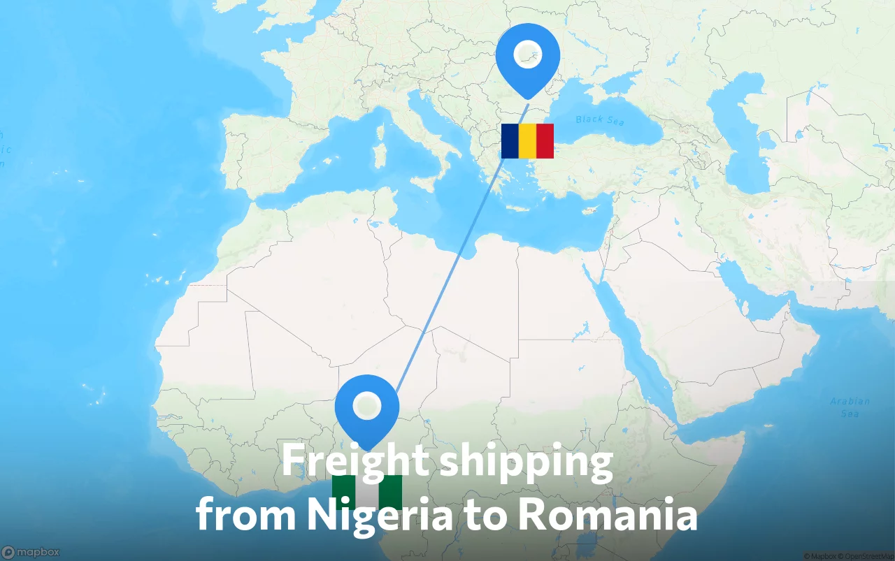 Shipping route from Nigeria to Romania