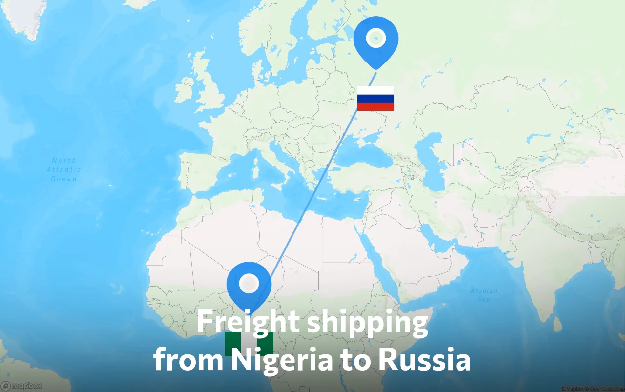 Shipping route from Nigeria to Russia
