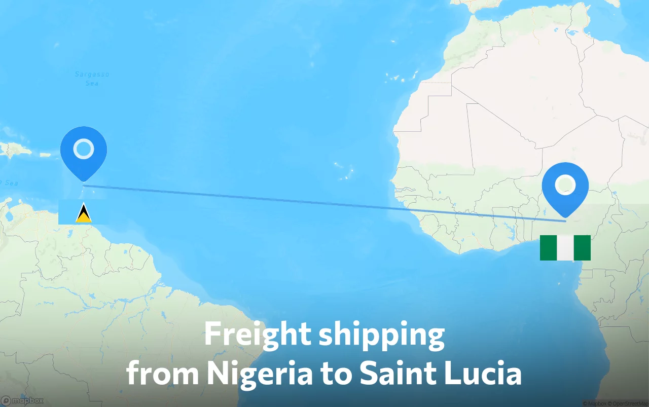 Shipping route from Nigeria to Saint Lucia