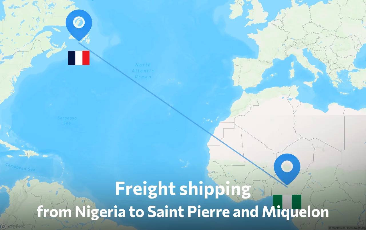 Shipping route from Nigeria to Saint Pierre and Miquelon