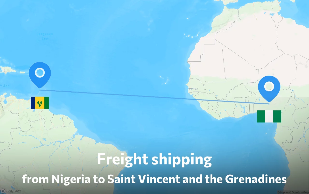 Shipping route from Nigeria to Saint Vincent and the Grenadines