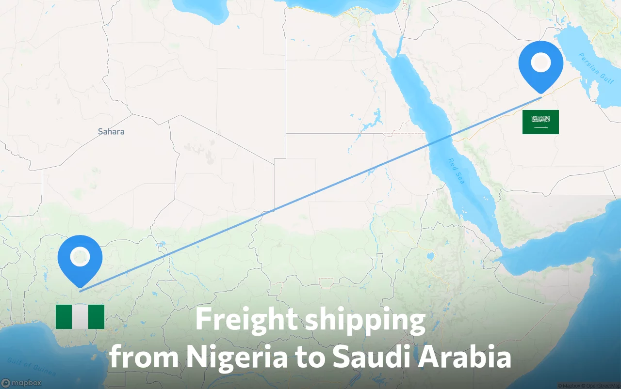 Shipping route from Nigeria to Saudi Arabia