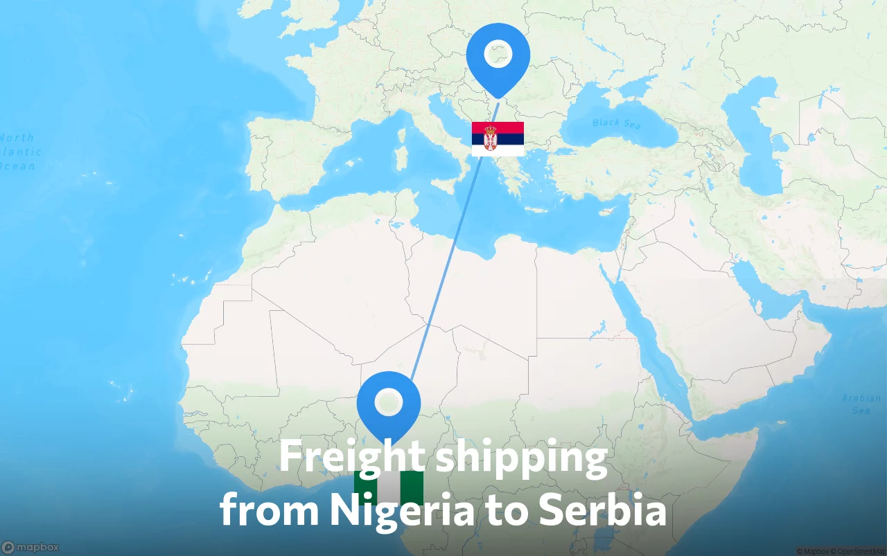 Shipping route from Nigeria to Serbia