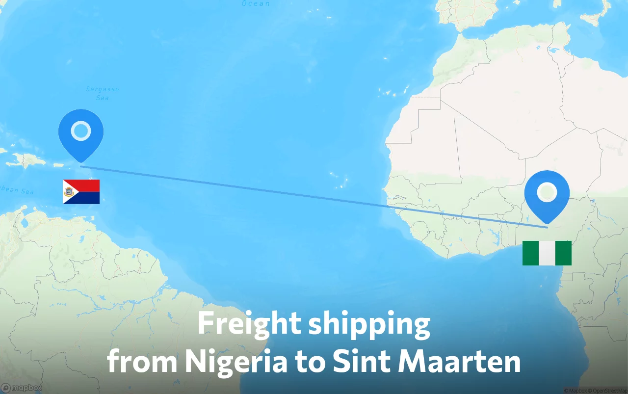 Shipping route from Nigeria to Sint Maarten