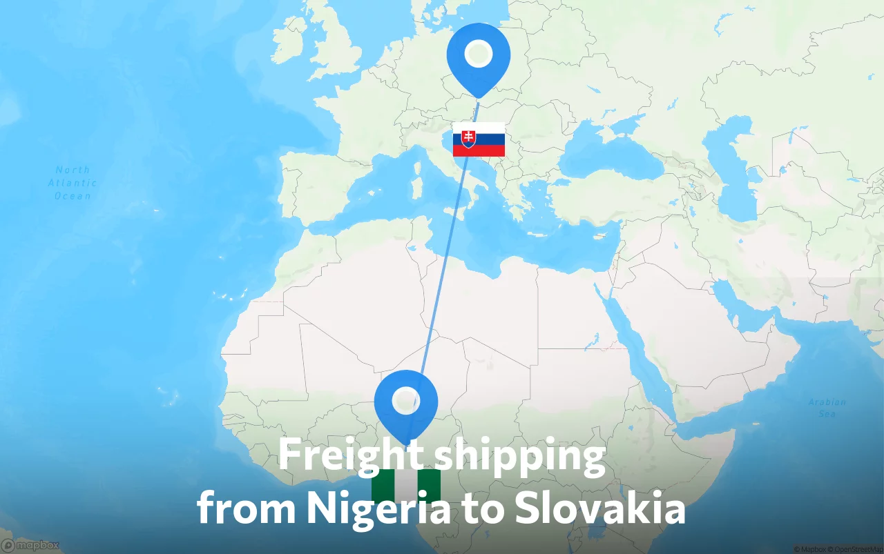 Shipping route from Nigeria to Slovakia