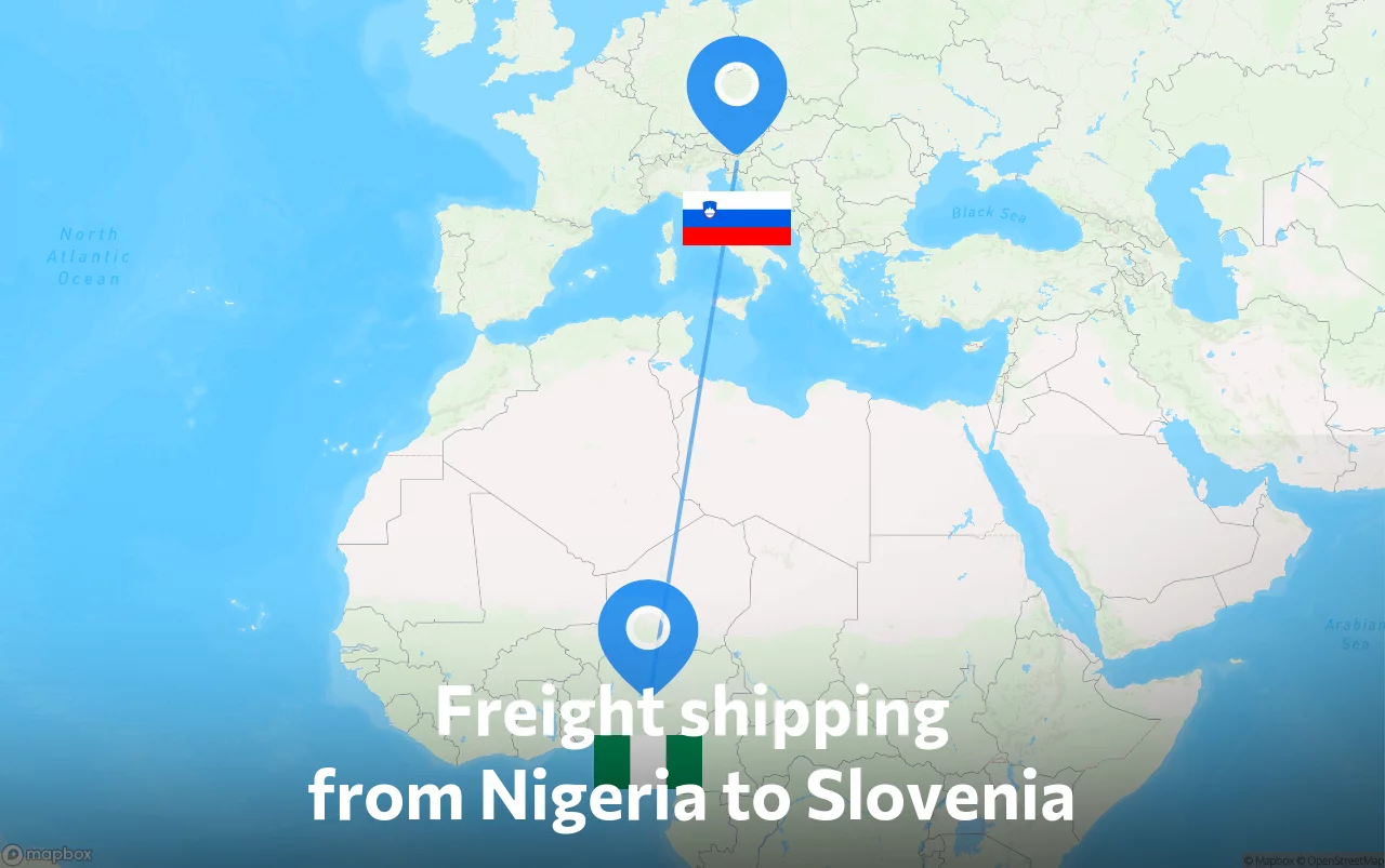 Shipping route from Nigeria to Slovenia