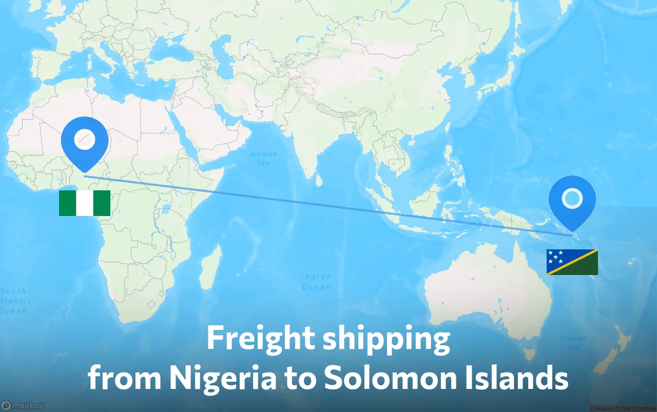 Shipping route from Nigeria to Solomon Islands