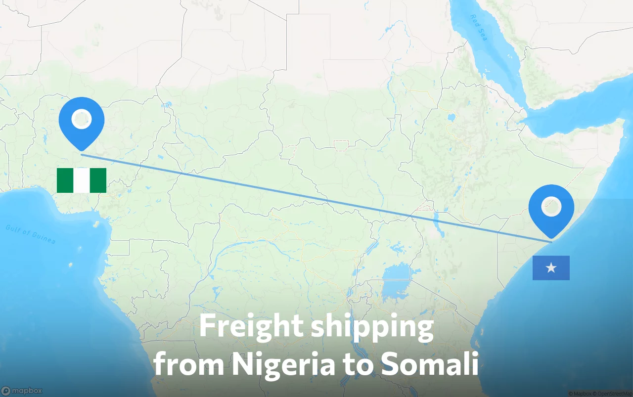 Shipping route from Nigeria to Somali