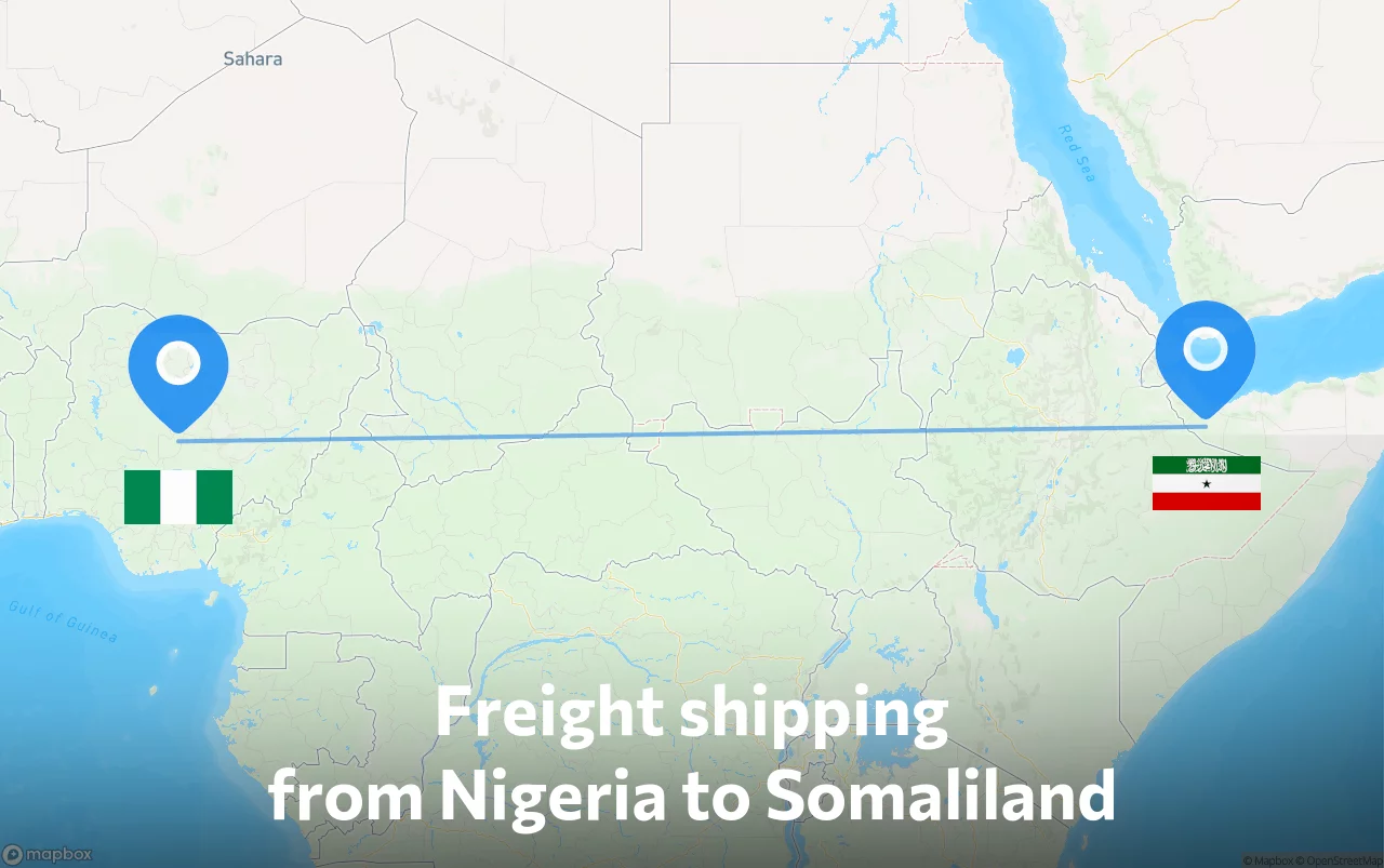 Shipping route from Nigeria to Somaliland