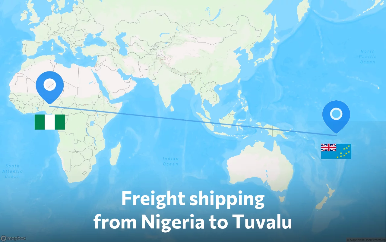 Shipping route from Nigeria to Tuvalu