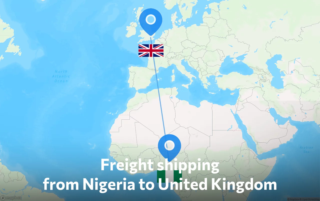 Shipping route from Nigeria to United Kingdom