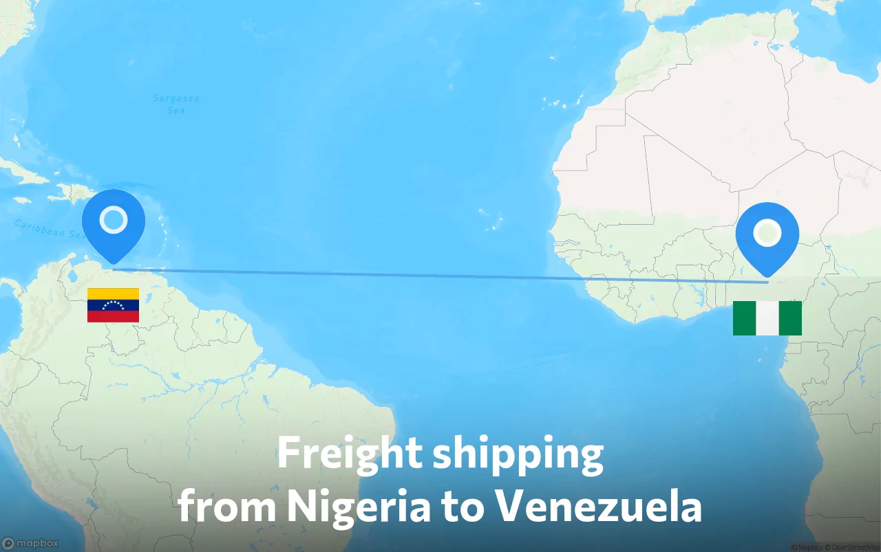 Shipping route from Nigeria to Venezuela