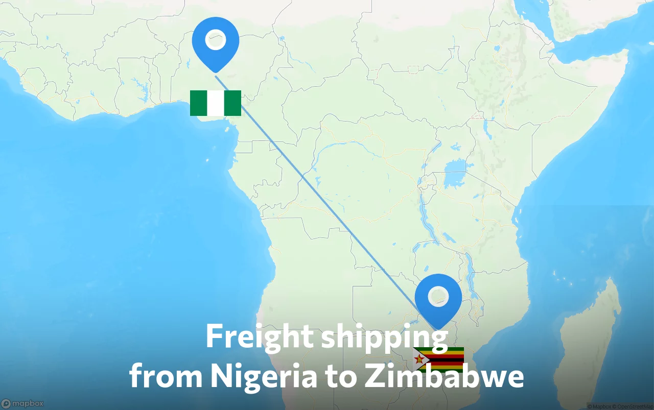 Shipping route from Nigeria to Zimbabwe