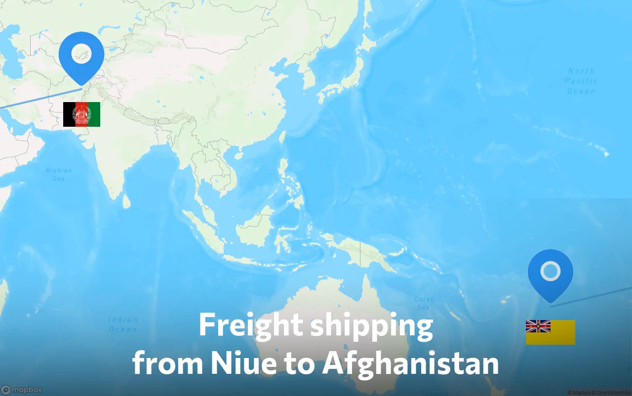 Shipping route from Niue to Afghanistan