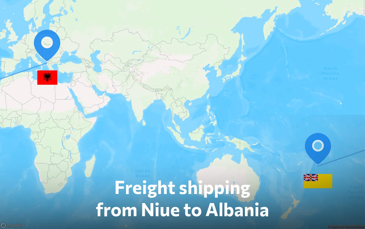 Shipping route from Niue to Albania