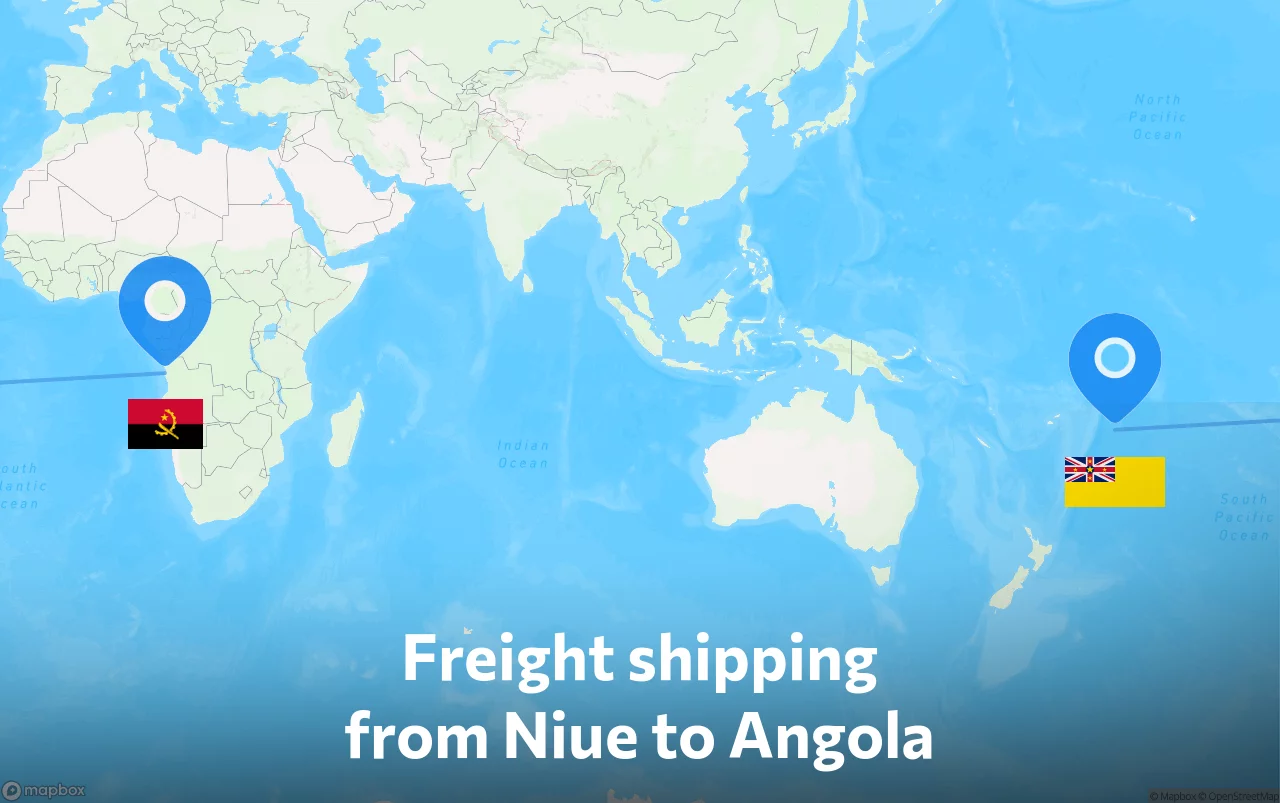 Shipping route from Niue to Angola