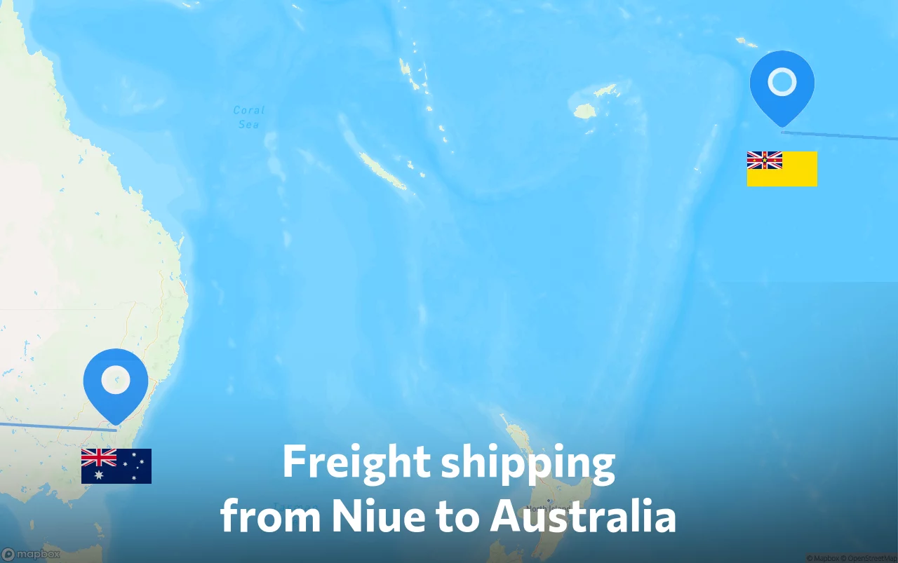 Shipping route from Niue to Australia