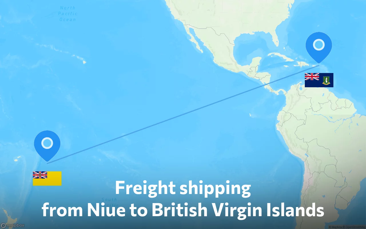 Shipping route from Niue to British Virgin Islands
