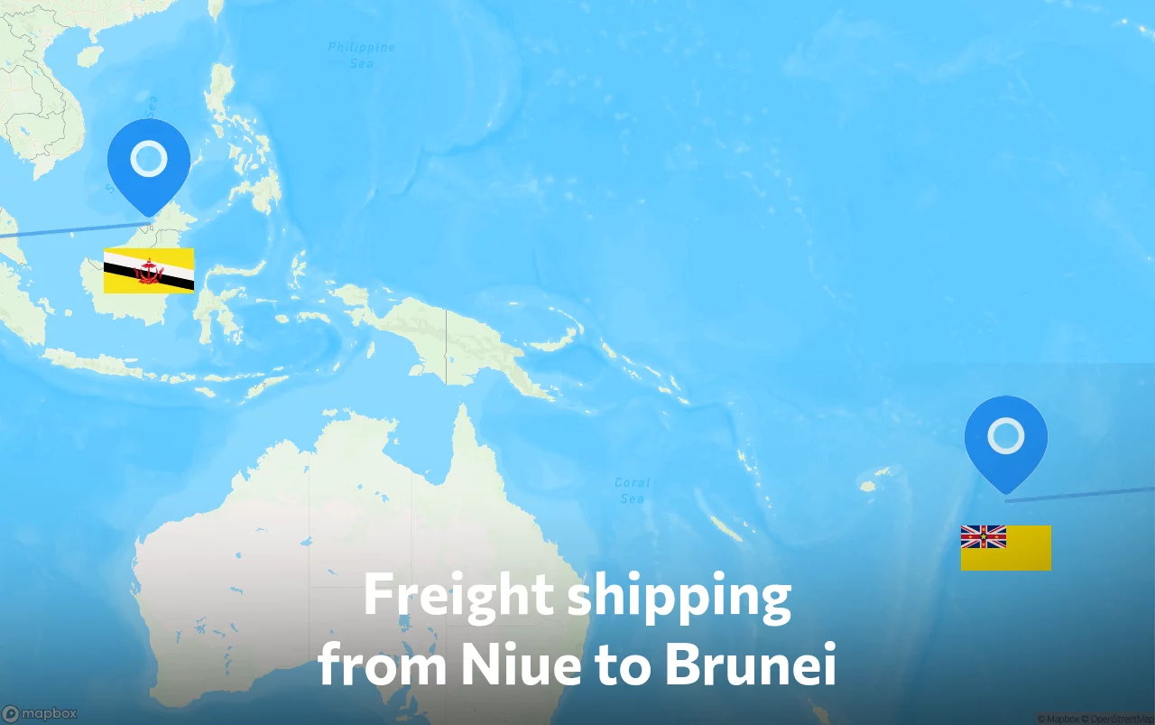 Shipping route from Niue to Brunei