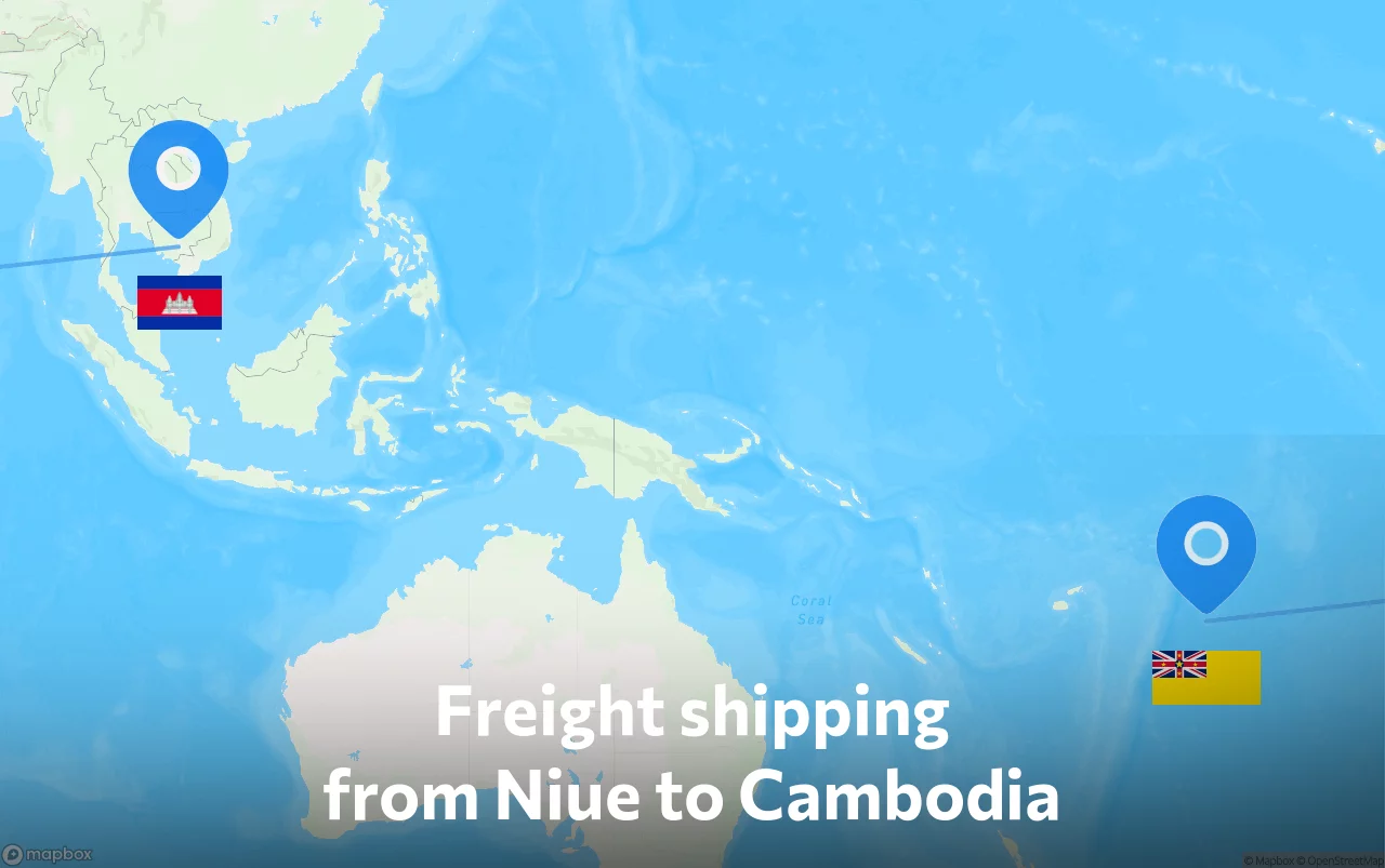 Shipping route from Niue to Cambodia