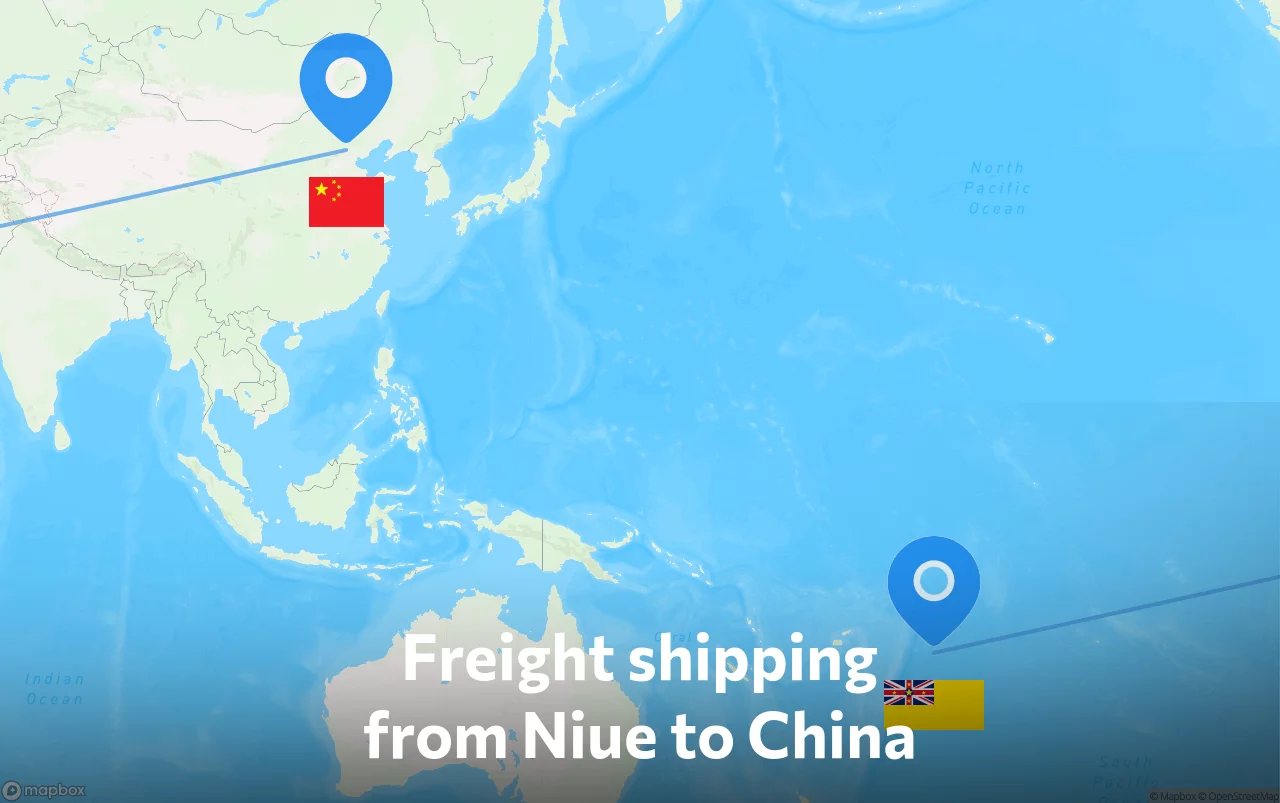 Shipping route from Niue to China
