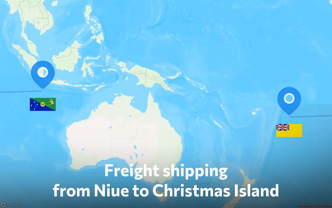Shipping route from Niue to Christmas Island