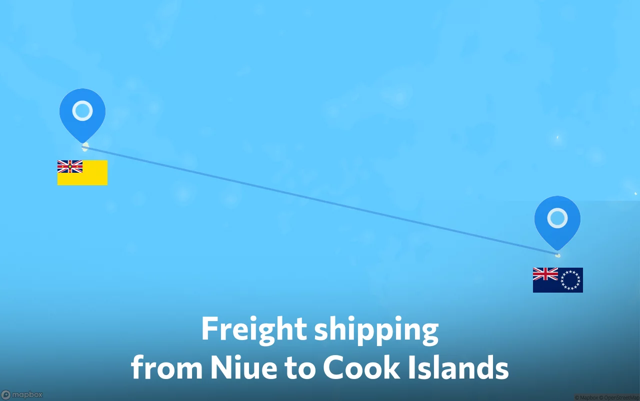 Shipping route from Niue to Cook Islands