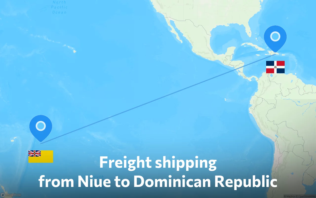 Shipping route from Niue to Dominican Republic