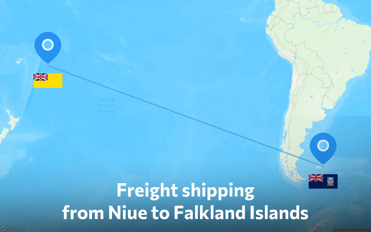 Shipping route from Niue to Falkland Islands