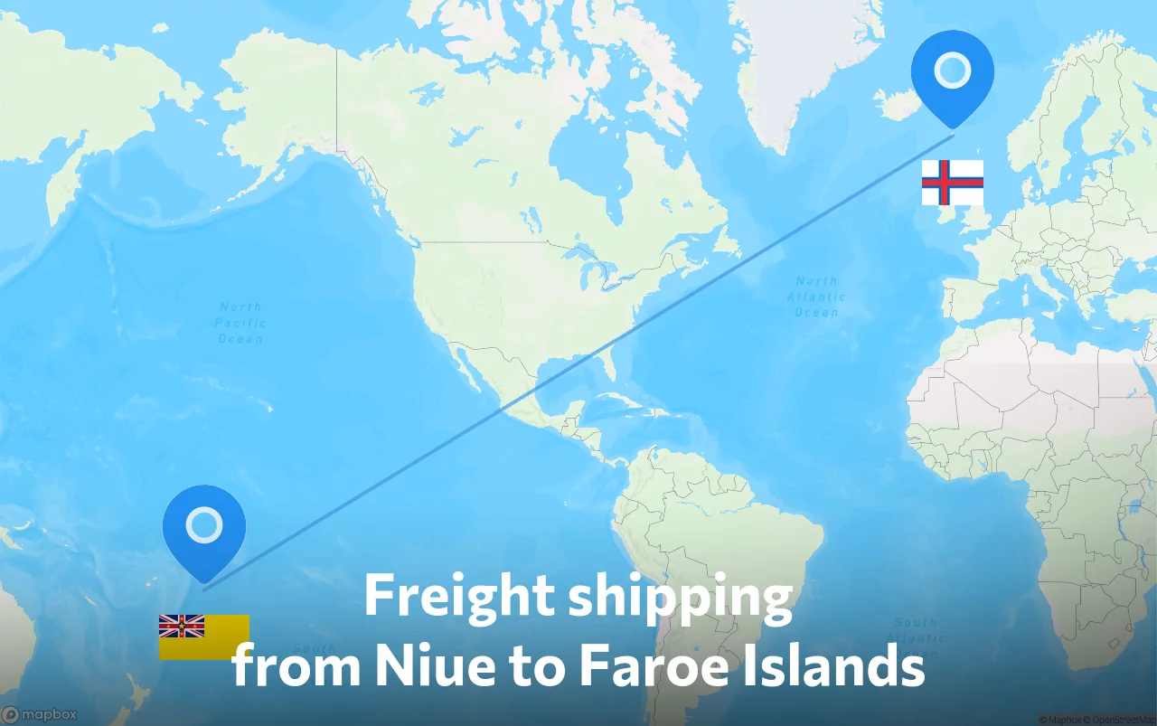 Shipping route from Niue to Faroe Islands