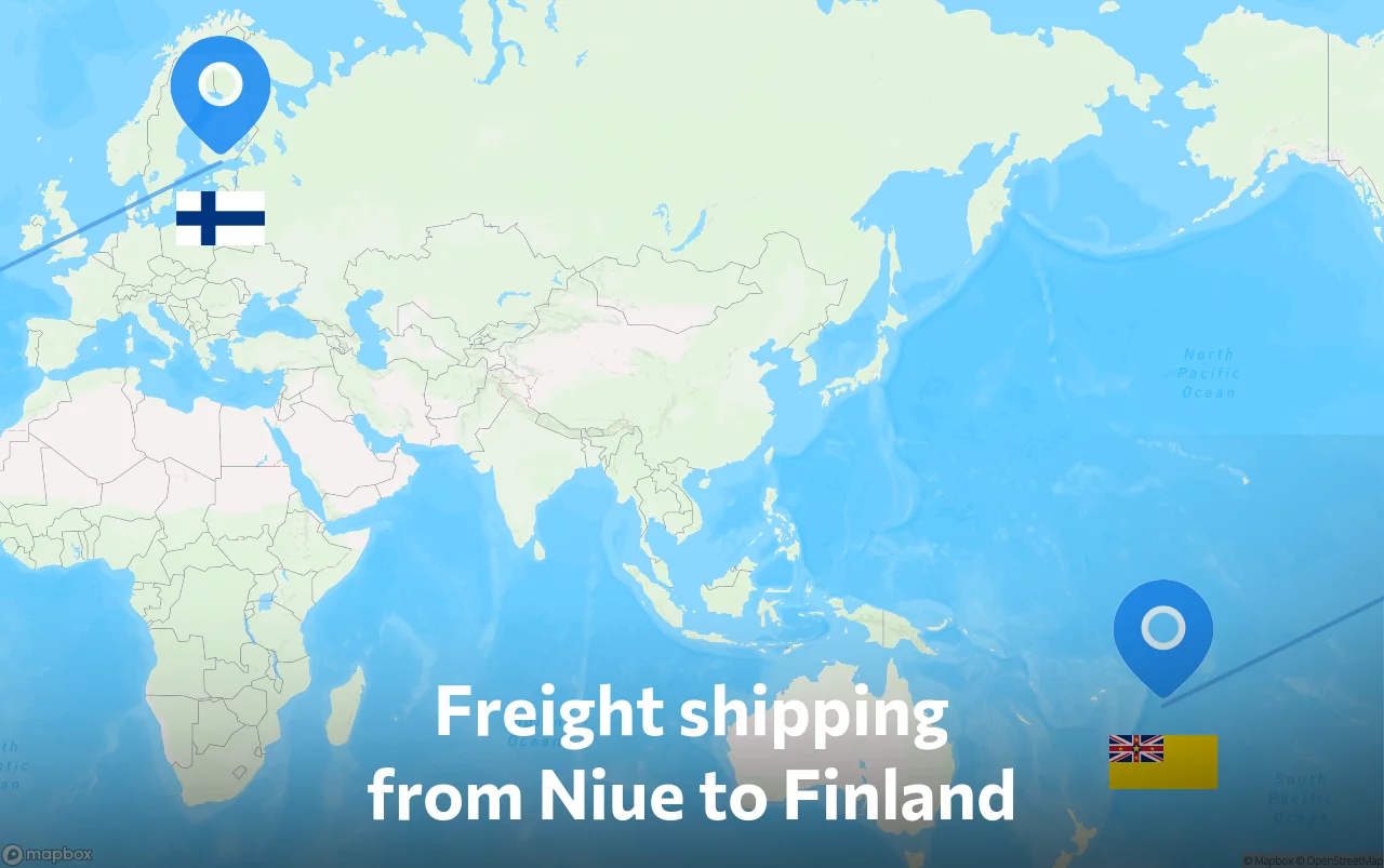 Shipping route from Niue to Finland