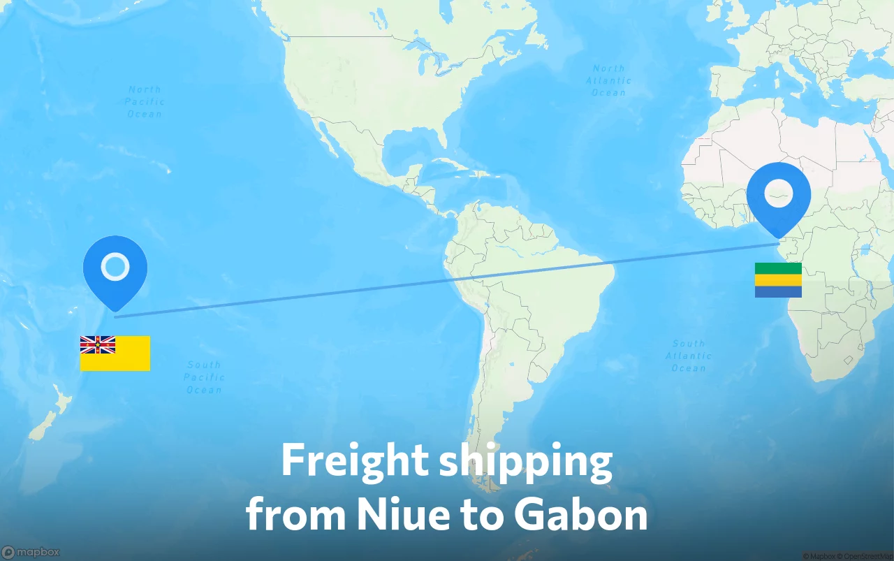 Shipping route from Niue to Gabon