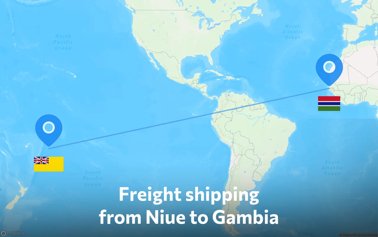 Shipping route from Niue to Gambia