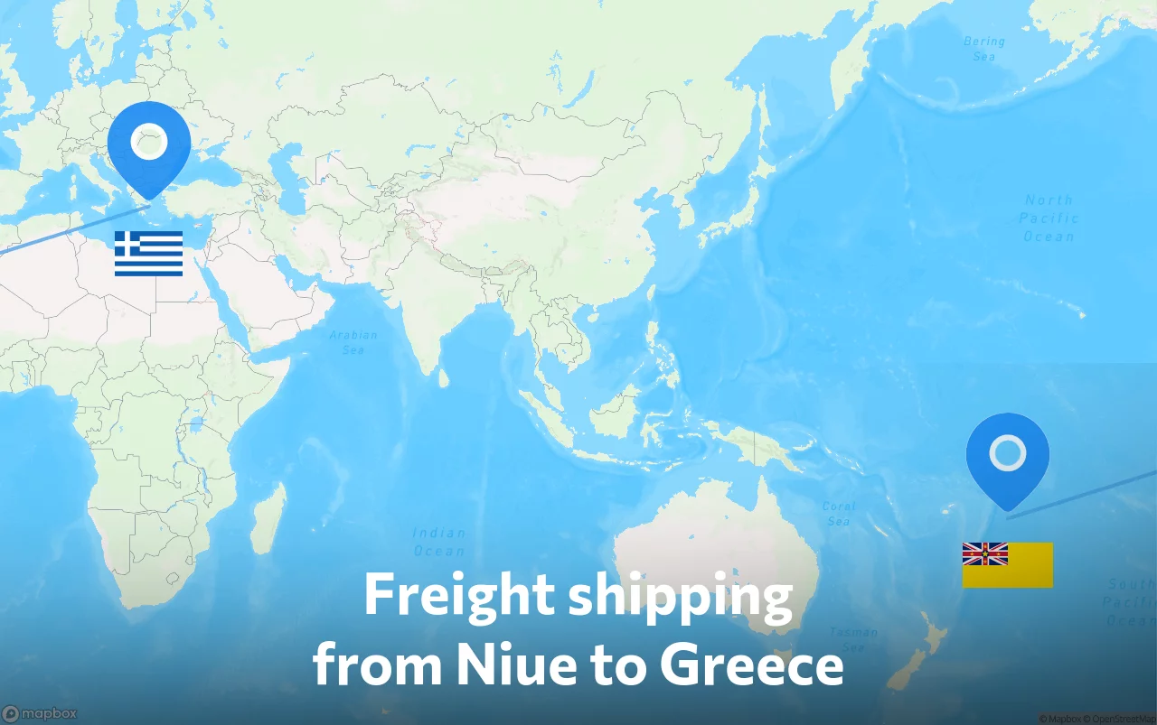 Shipping route from Niue to Greece