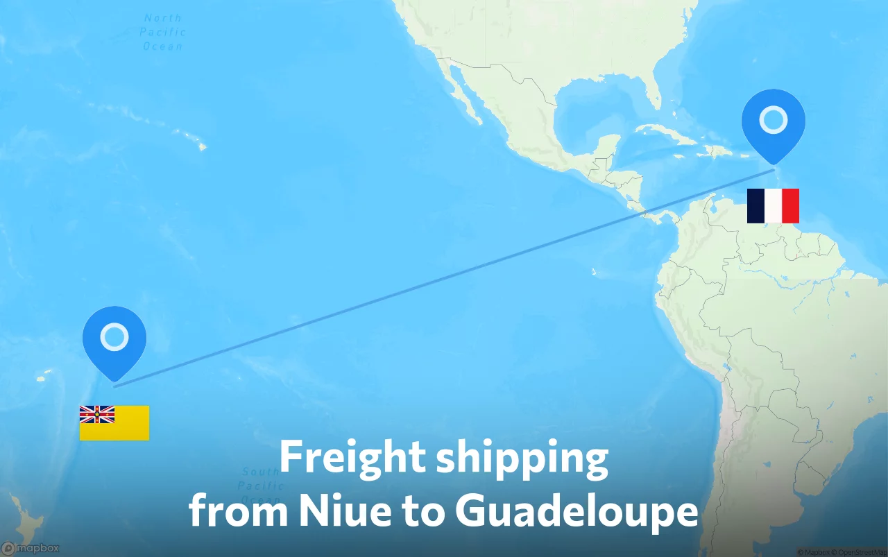 Shipping route from Niue to Guadeloupe